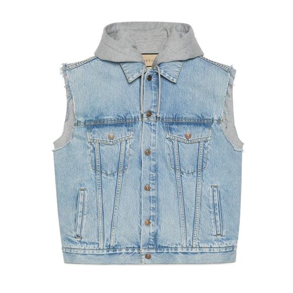 Gucci Men Size 48/ M Denim Gilet Vest Jacket Hooded Hollywood Babylon NWT $3150 - Picture 1 of 16